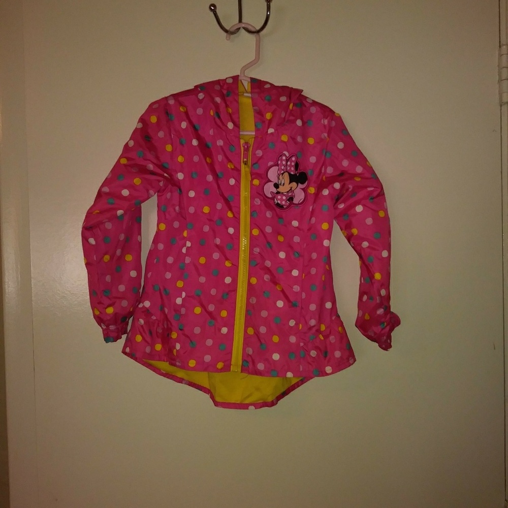 Toddler Girls pink & yellow Minnie rain coat